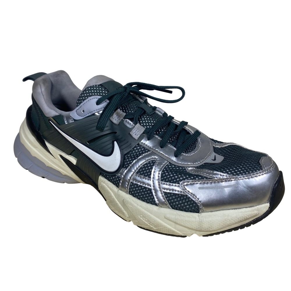 Nike V2K Run Mens Metallic‎ Silver Dark Teal Green Sneakers Size 12 Y2K Vintage